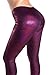 DIAMONDKIT Women Faux Leather Leggings Wet Look Metallic Waist Legging Pants Trousers (VQ1088 Colored Rose, S)