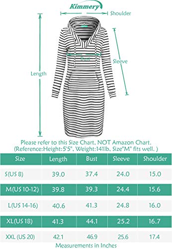 image for Kimmery Striped Dresses for Women, Knee Length Kangaroo Pocket White A