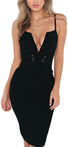 Royalove Women Sleeveless Summer Stretch Bodycon Party Bandage Dresses Clubwear Black S
