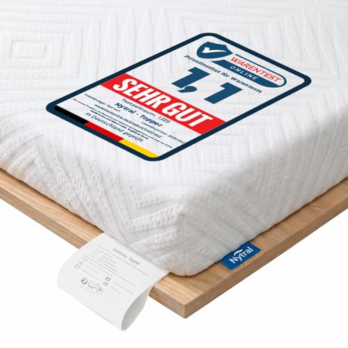 Nytral Matratzen Topper 180x200cm H3/H4, 7,5 cm Matratzentopper 180x200 mit Gel-Viscoschaum & Komfortschaum, 2-in-1 Härtegrad, 7-Zonen Topper für Boxs
