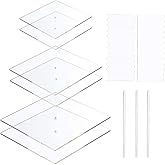 11 Pieces Acrylic Round/Square Cake Disk Set Base Boards With Center Hole Pillar Comb Scrapers Dowel Rod Butter Cream Cake De