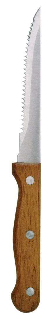 Olympia Steak Knives with Wooden Handles Set (Pack of 12), Black & Brown, Size: 215(L)mm/8.5 inch, Serrated Blade - Material: 18/0 Stainless Steel - Rustic Steak Knives, C136