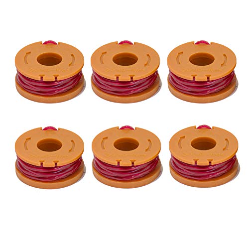 LBK 6-Pack Replacement 10-Foot Grass Trimmer/Edger Spool Line, Compatible with Worx WA0010