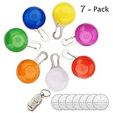 Waterproof Clip-on Dog & Cat Collar LED Lights, IN HAND Safety Weather Resistant Light up Dog Collar with 3 Flashing Modes, Designed for Night Walking, Battery Included (Pack of 7)