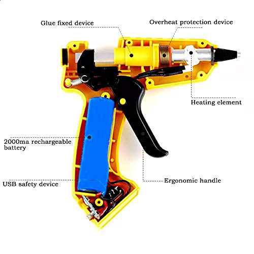 Cordless Hot Glue Gun, Yokgrass USB Rechargeable Anti-Drip Portable Mini Melt Glue Gun Kit with 20pcs Glue Sticks for DIY Crafts, School Projects and Fast Home Repairs - Thumbnail 2