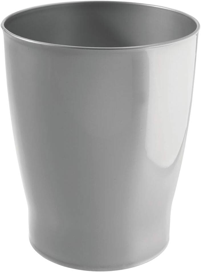 mDesign Slim Round Plastic Small Trash Can Wastebasket, Garbage Container Bin for Bathrooms, Powder Rooms, Kitchens, Home Offices, Kids Rooms - Charcoal Gray: Home & Kitchen