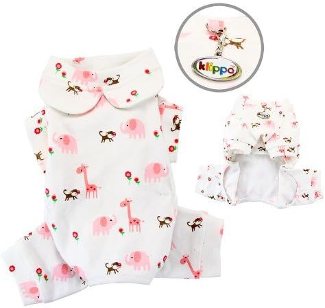 Klippo Pet Knit Cotton Pajamas. Giraffe Monkey Elephant Print. XLarge