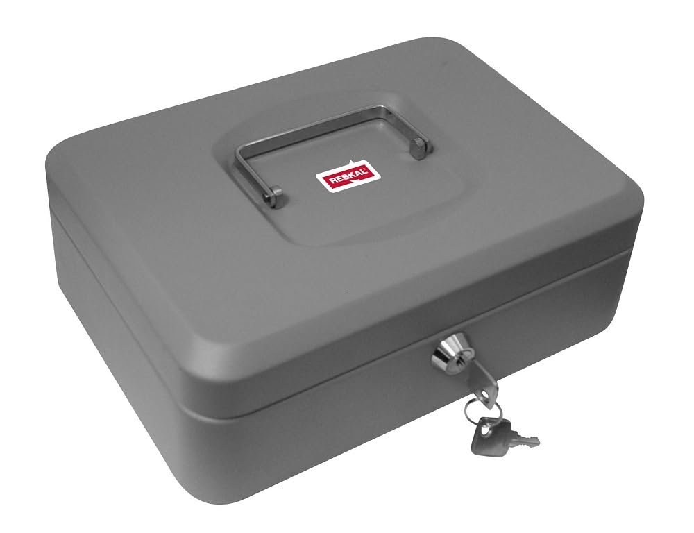 Reskal Metal Cash Box 9 x 20 x 16 cm Grey