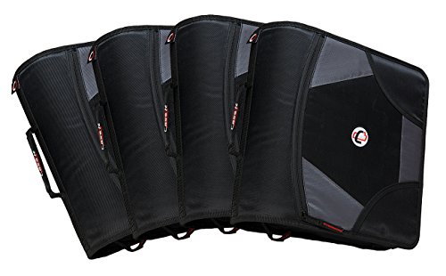 Case-it King Sized Zip Tab 4-Inch D-Ring Zipper Binder with 5-Tab File Folder, Black, Case of 4 (D-186-C-BLK)