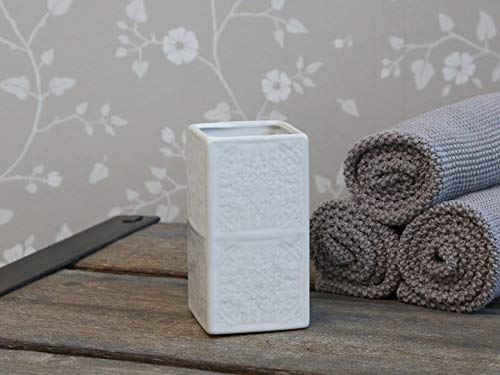 Chic Antique Soap Dispenser Diamond/Relief H15cm Porcelain Soap Soapdish Shabby Design - Relief White