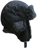 N'Ice Caps Big And Little Boys Taslon Trapper Winter Hat with Big Flaps (3-5yrs, Black Solid)