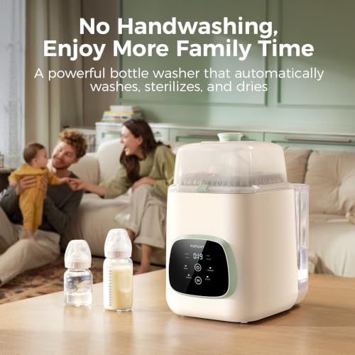 Momcozy KleanPal Pro All-in-One Bottle Washer, Sterilizer & Dryer - Matte | New Matte White Design, 26 Powerful Spray Jets, 9 Cleaning Modes, 72 Hours Storage, built for new parents' everyday feeding