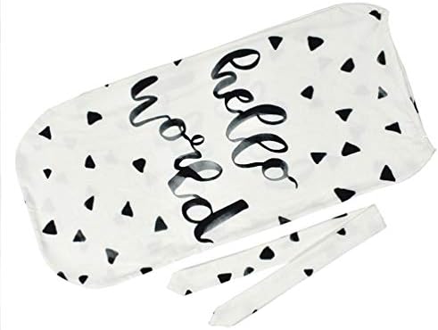 Infant Baby Hello World Sleeping Bag Newborn Swaddle Blanket with Headband Warm Baby Shower Gift Set (One Size (0-3M), Boy's)