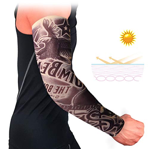 1PC Cooling Arm Sleeves for Men,UV Protective UPF Long Sun Sleeves, Tattoo Cover up Sleeves to Cover Arms
