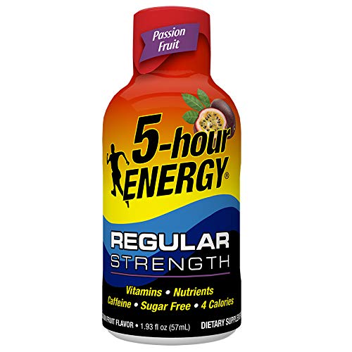5 Hour ENERGY Shot, Regular Strength Passion Fruit, 1.93 Ounce, 24 Count