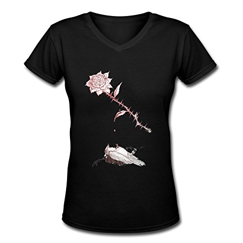 Women's The Nightingale Cover Kristin Hannah Bravery V-neck Tee Shirt Black M