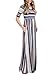 Bdcoco Women's Short Sleeve Color Block Striped Loose Casual High Waist Shirt Maxi Dress Blue