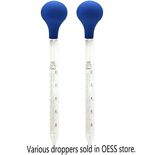 OESS Glass Graduated Dropper Pipettes with Blue Rubber Caps 10ml Pk/4