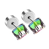 LUXU kisskids Stainless Steel Colorful Cubic Zircon Earrings Stud for Children Gilrs
