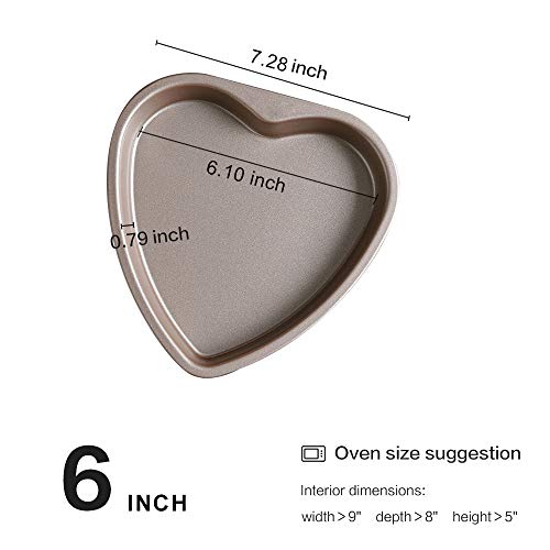 Bakerdream 5 Piece 6 inch Heart Shaped Cake Pan Set Muffin Chocolate Mold Non-Stick Heart Baking Pans (Loving Heart)