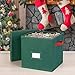 Richard's Homewares - 64 Compartment Cube Ornament Organizer - Holiday Green with Red Handles