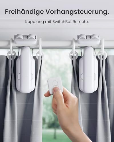 SwitchBot Smart Automatischer Vorhangöffner - Bluetooth Fernbedienung mit App/Timer, Aufgerüsteter Hochleistungsmotor, Kompatibel mit Matter/HomeKit (SwitchBot Hub 2 erforderlich) (Curtain 3, Rod)
