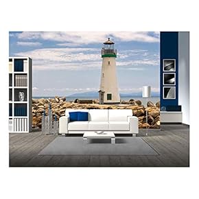 Lighthouse Walton Santa Cruz in California, USA - Removable Wall Mural | Self-Adhesive Large Wallpaper - 66x96 inches