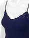 RT1004 Ladies Adjustable Spaghetti Strap Lace Trim Long Tunic Cami Tank Top Navy S