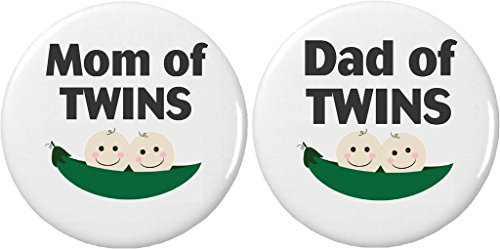 Set 2 Mom / Dad of Twins 1.25â€ Pinback Buttons Pins New Babies Mother Father