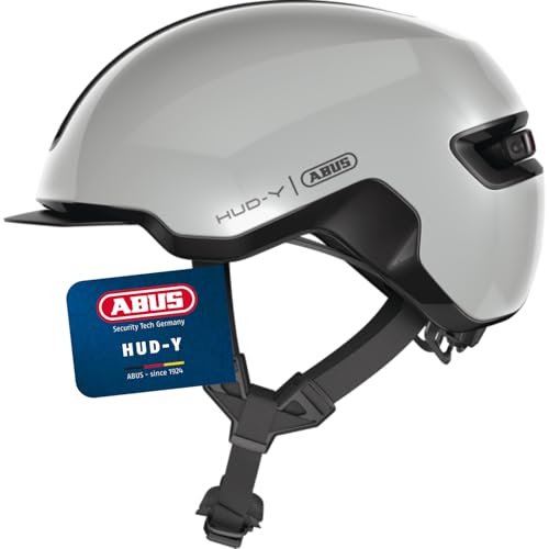 ABUS Urban Helmet HUD-Y - con luce posteriore a LED magnetica e ricaricabile e chiusura magnetica - Casco da bici cool per luso quotidiano - per uomini e donne