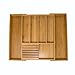 Vivaware] Expandable Bamboo Kitchen Drawer Organizer, 6 Roomy Spaces and Knife Block. 100% Bamboo Eco-Friendly, Expandable Adjustable Utensil Trays