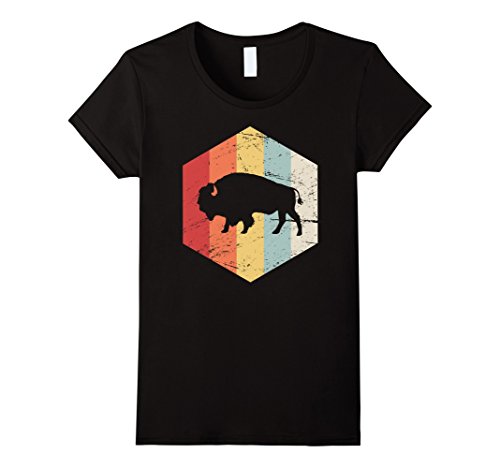 Womens Vintage Retro Buffalo T-Shirt Medium Black