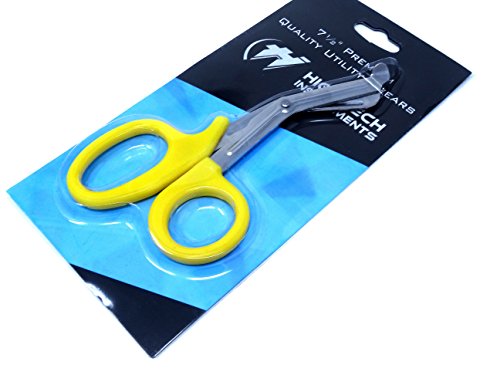 PARAMEDIC UTILITY NEON YELLOW BANDAGE FIRST AID TRAUMA EMT EMS SHEARS SCISSORS 7.25 INCH STAINLESS STEEL ( HTI BRAND)