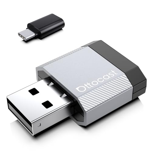 2026 Ottocast Mini Nova, Adaptador CarPlay y Android Auto Inalámbrico, USB Plug & Play, Conexión Automática, Diseño Compacto de Aluminio, Conexión Estable Doble Banda