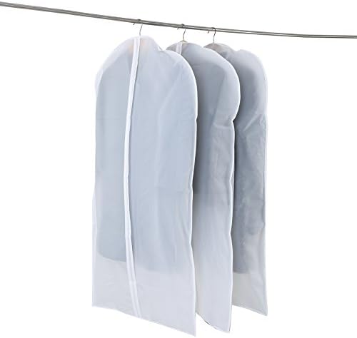 PUTING Space Saver Clear Garment Rack Cover Top Quality Waterproof Cloth Protector Wardrobe Hanging Storage Bag Dust Cover with Magic Tape and Zipper, 3pcs 48"