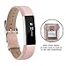 POY Replacement Bands Compatible for Fitbit Alta and Fitbit Alta HR, Genuine Leather Wristbands, Pink