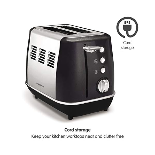 Morphy-Richards-Evoke-2-Slice-Toaster-224405-Black-Two-Slice-Toaster-Stainless-Steel-Black-Toaster Morphy Richards 224405 Evoke 2 Slice Toaster with 7 Variable Browning Settings, Removable Crumb Tray, Reheat, Frozen and…