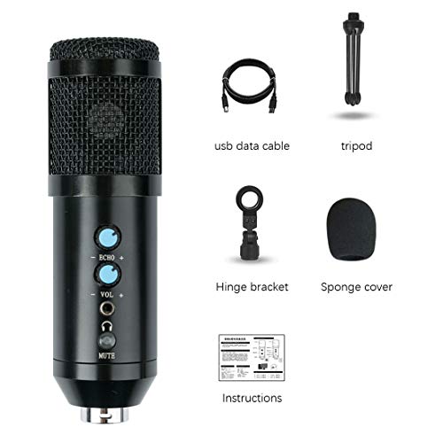 NoiseCanceling Microphone for Computer, with Mute Key, Echo/Volume Control, USB Microphone Kit
