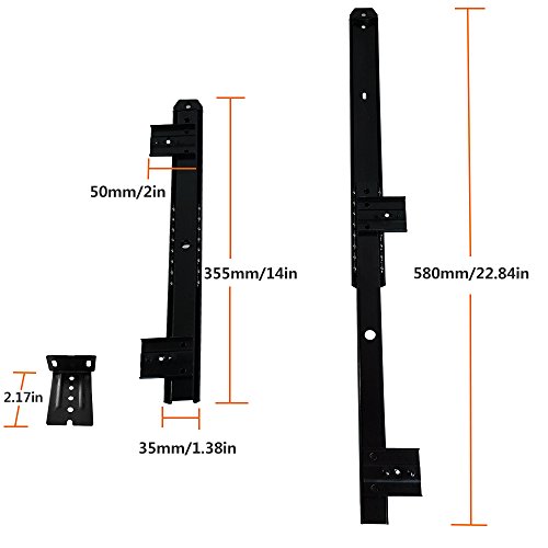 FRMSAET Cabinet Furniture Hardware Accessories 14'' Slides Metal Ball Bearing 3/4 Extension Rails Computer Underdesk Keyboard Drawer Tray with Adjustable Height Bracket and Screws. (Black)