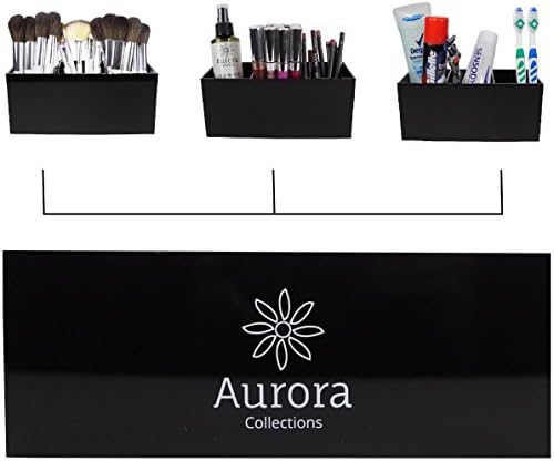 Aurora Collections 3 Slot Makeup Brush Holder, Black