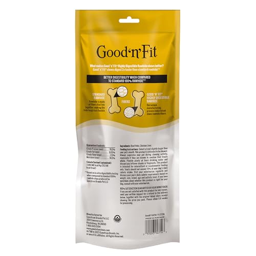 GOOD N FIT LARGE ROLLS WITH REAL CHICKEN LIVER FLAVOR, 2 COUNT, LONG-LASTING HIGHLY DIGESTIBLE RAWHIDE CHEWS FOR DOGS