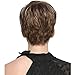 QianBaiHui Wigs for Women Short Fluffy Brown Mix Blonde Hair Wigs with Bangs Heat Resistant Synthetic Hair Wig + Wig Cap (Brown Mix-3) LDS001