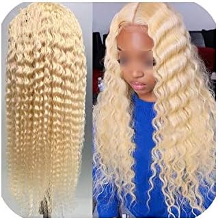 COOL Store 13x6 Curly Human Hair Wig 613 Blonde Lace Front Human Hair Wigs Brazilian Deep Wave Wigs For Black Women HD Transparent Lace Wig,6inches,150%