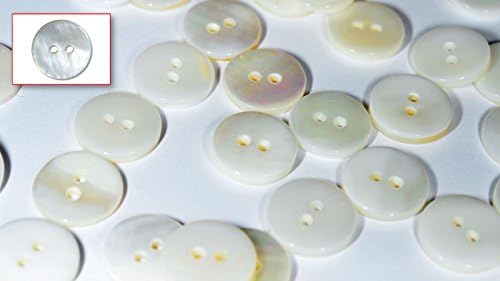 Absolute Magic Set of High Grade Genuine Natural Colour Mother of Pearl Blouse, Shirt Buttons (Pack of 15 Pieces) ø12mm 2 Holes
