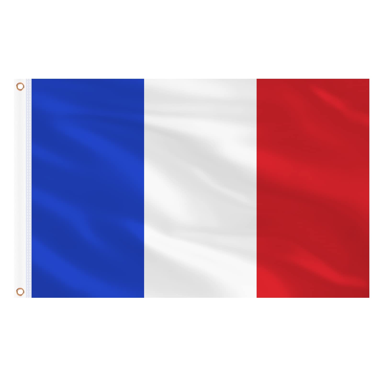 AhfuLife French Flag 5ft x 3ft for Party Decorations, 2Pcs Large France Flag Polyester Double Side with Brass Eyelets for National Day Euro Football World Cup Garden Street Indoor Outdoor — image 1