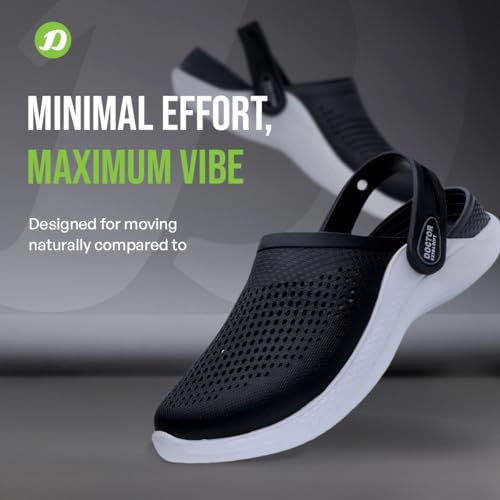 DOCTOR EXTRA SOFT Men's Classic Casual Sports Clogs/Sandals with Adjustable Back Strap for Adult | Comfortable & LightWeight| Stylish & Anti-Skid| Waterproof & Everyday Use Mules for Gents/Boys D-513