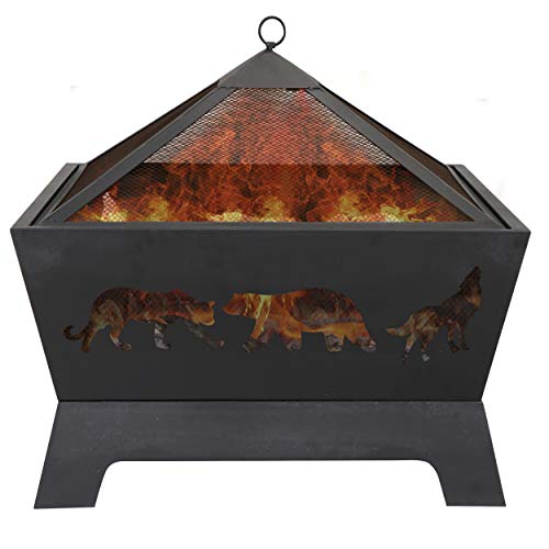 LEMY 26 Inch Outdoor Metal Stove Fire Pit - Backyard Patio 