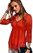 Angashion Women's Off Shoulder Lace Splice Loose Trim Casual Henley Blouse T-Shirt Tops