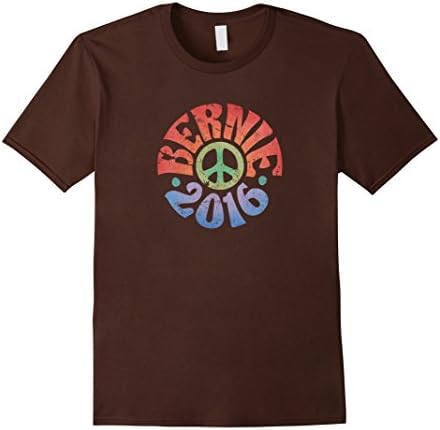 Men's Vintage Hippie Bernie Sanders 2016 Peace T-Shirt 2XL Brown