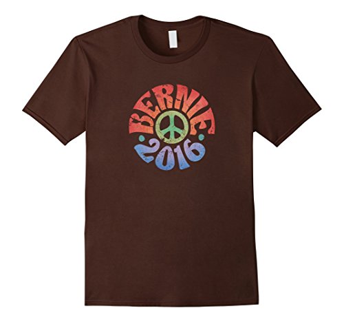 Men's Vintage Hippie Bernie Sanders 2016 Peace T-Shirt 2XL Brown